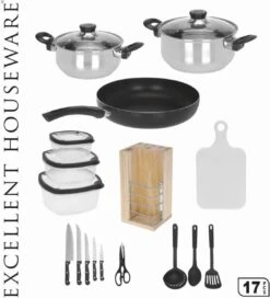 Excellent Houseware 18-delige Keukenset - RVS