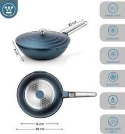 Westinghouse Performance Series - Wokpan Inductie - 28cm Luxe Wok Met Deksel - Blauw - Geschikt Voor Alle Warmtebronnen -Eersteklas Kookgereiwinkel 1120x1200 1