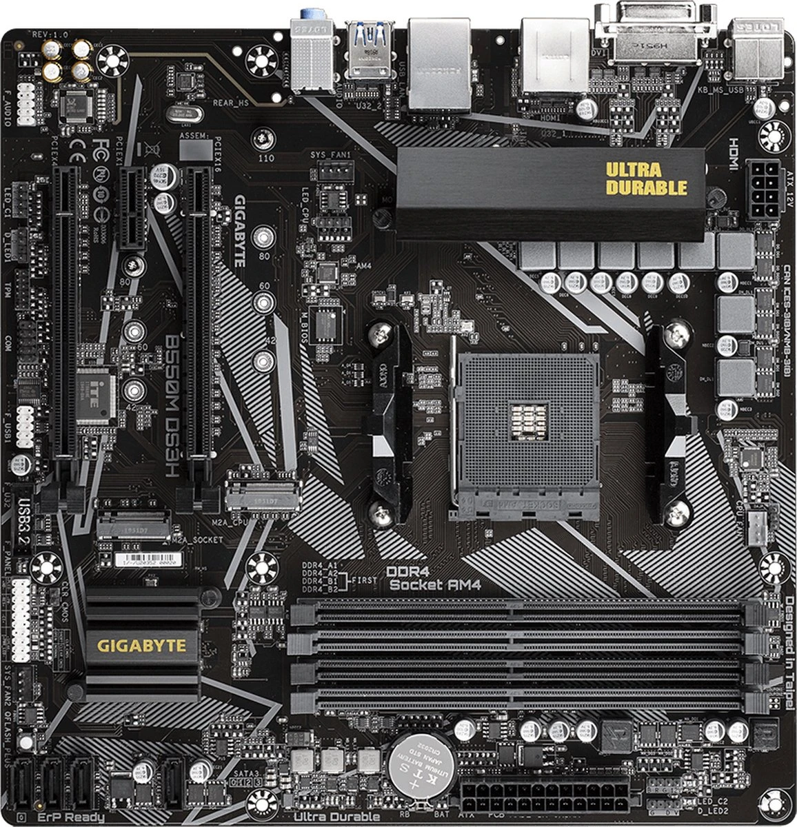 Gigabyte B550M DS3H AMD B550 Socket AM4 Micro ATX 4 Gigabyte B550M DS3H AMD B550 Socket AM4 Micro ATX - Afbeelding 2