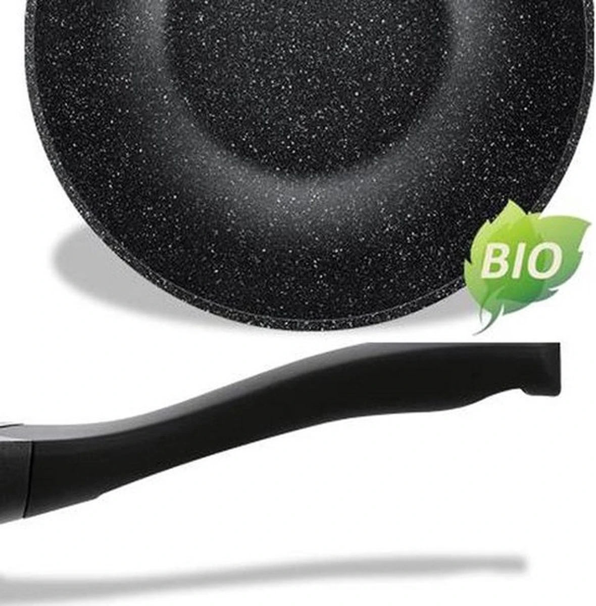 Luxe Swiss Wokpan - Ø 28 Cm - Marmeren Coating - Inductie - Met Glazen Deksel - Zwart 5 Luxe Swiss Wokpan - Ø 28 Cm - Marmeren Coating - Inductie - Met Glazen Deksel - Zwart - Afbeelding 3