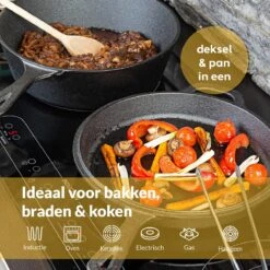 Chefarone Gietijzeren Pan - 2-in-1 Braadpan Inclusief Deksel - Geschikt Voor Alle Warmtebronnen 18 Chefarone Gietijzeren Pan - 2-in-1 Braadpan Inclusief Deksel - Geschikt Voor Alle Warmtebronnen -Eersteklas Kookgereiwinkel 1199x1200 2