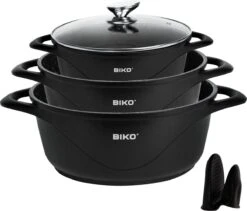 BIKO - Smile Pannen 8 Delige Pannenset - Braadpan - Zwart