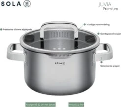 Sola Pannenset Juvia - 4 Delig - Ø 16,16,18,20 Cm - Zilver - RVS - Sandwichbodem -Eersteklas Kookgereiwinkel 1200x1069
