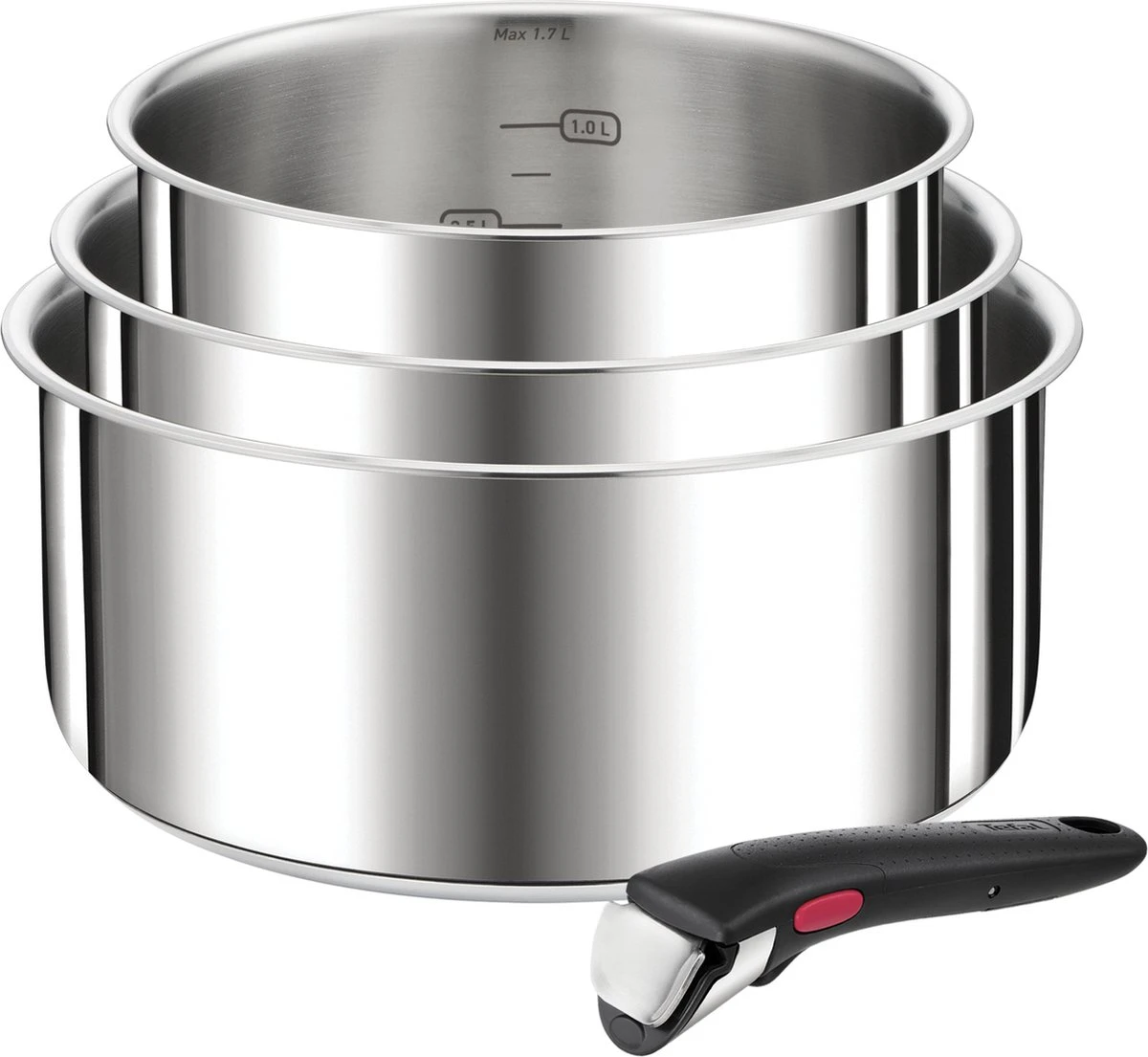 Tefal Ingenio Preference - Pannenset - Steelpannen Ø16cm + Ø18cm + Ø20cm + Handgreep 3 Tefal Ingenio Preference - Pannenset - Steelpannen Ø16cm + Ø18cm + Ø20cm + Handgreep