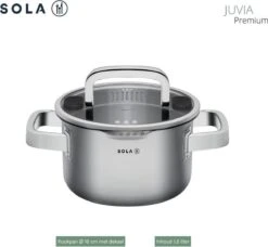 Sola Pannenset Juvia - 4 Delig - Ø 16,16,18,20 Cm - Zilver - RVS - Sandwichbodem -Eersteklas Kookgereiwinkel 1200x1110 2