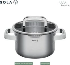 Sola Pannenset Juvia - 4 Delig - Ø 16,16,18,20 Cm - Zilver - RVS - Sandwichbodem -Eersteklas Kookgereiwinkel 1200x1110