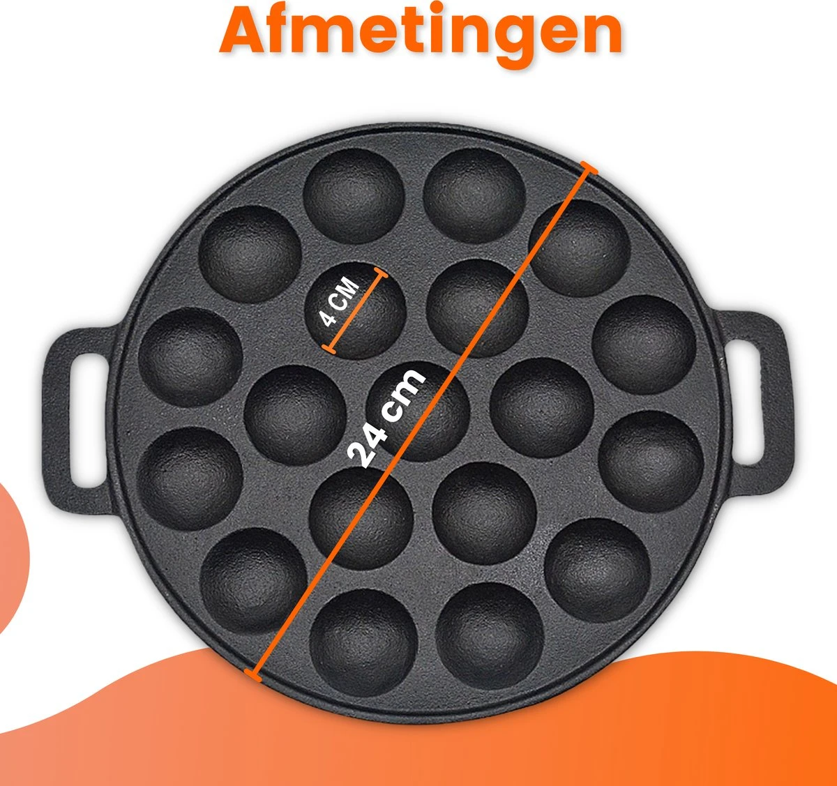 Poffertjespan - Gietijzer - Ø 24 Cm - Poffertjesmaker - 19 Poffertjes - Poffertjespan Inductie 4 Poffertjespan - Gietijzer - Ø 24 Cm - Poffertjesmaker - 19 Poffertjes - Poffertjespan Inductie - Afbeelding 2
