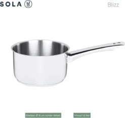 Sola Pannenset Blizz - 4 Delig - Ø Cm - Zilver - RVS - Sandwichbodem -Eersteklas Kookgereiwinkel 1200x1129