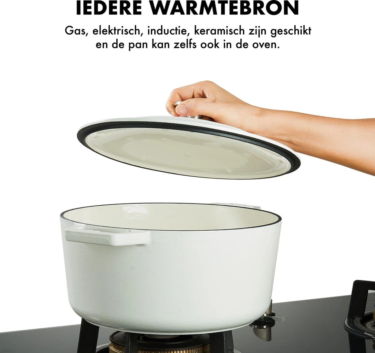 MOA Gietijzeren Braadpan - Inhoud 7,2 Liter - 30CM - Rond - Alle Warmtebronnen - Ook Voor Inductie - Gewicht 7,3 Kg - Wit - C30W 8 MOA Gietijzeren Braadpan - Inhoud 7,2 Liter - 30CM - Rond - Alle Warmtebronnen - Ook Voor Inductie - Gewicht 7,3 Kg - Wit - C30W - Afbeelding 6