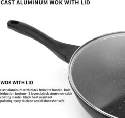 Swiss Pro+ Wokpan - Met Glazen Deksel - 28cm - Zwart -Eersteklas Kookgereiwinkel 1200x1133