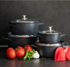 Smile 10 Delige Pannenset - Antiaanbaklaag - Vaatwasser Bestendig - Zwart -Eersteklas Kookgereiwinkel 1200x1142
