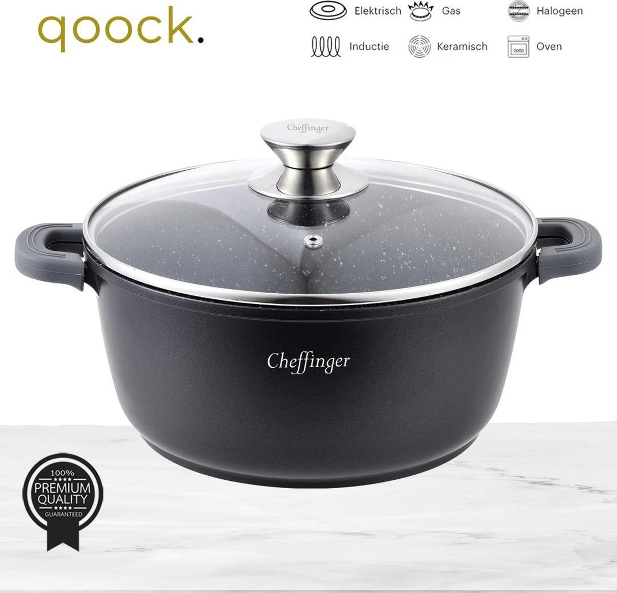Cheffinger Cooking | Braadpan Met Deksel | 24cm | Alle Warmtebronnen | DC24 4 Cheffinger Cooking | Braadpan Met Deksel | 24cm | Alle Warmtebronnen | DC24 - Afbeelding 2
