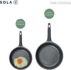 Sola Koekenpan Fair Cooking - Ø 28 Cm - Zwart/wit - Aluminium - Antiaanbaklaag -Eersteklas Kookgereiwinkel 1200x1171 2