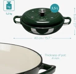 Navaris Gietijzeren Stoofpan Met Deksel- 3,5 Liter Gietijzeren Ovenschaal Van Email - Geschikt Voor Alle Warmtebronnen - Groen 11 Navaris Gietijzeren Stoofpan Met Deksel- 3,5 Liter Gietijzeren Ovenschaal Van Email - Geschikt Voor Alle Warmtebronnen - Groen -Eersteklas Kookgereiwinkel 1200x1171 5