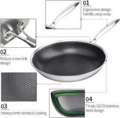 Honingraat Heavy Duty Anti-aanbak Koekenpan - Steelpan - Wok - Met Deksel 30 Cm - Gas - Elektrisch - Inductie - Oven 18 Honingraat Heavy Duty Anti-aanbak Koekenpan - Steelpan - Wok - Met Deksel 30 Cm - Gas - Elektrisch - Inductie - Oven -Eersteklas Kookgereiwinkel 1200x1177