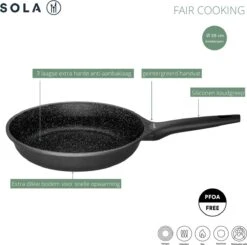 Sola Koekenpan Fair Cooking - Ø 28 Cm - Zwart/wit - Aluminium - Antiaanbaklaag -Eersteklas Kookgereiwinkel 1200x1189 1