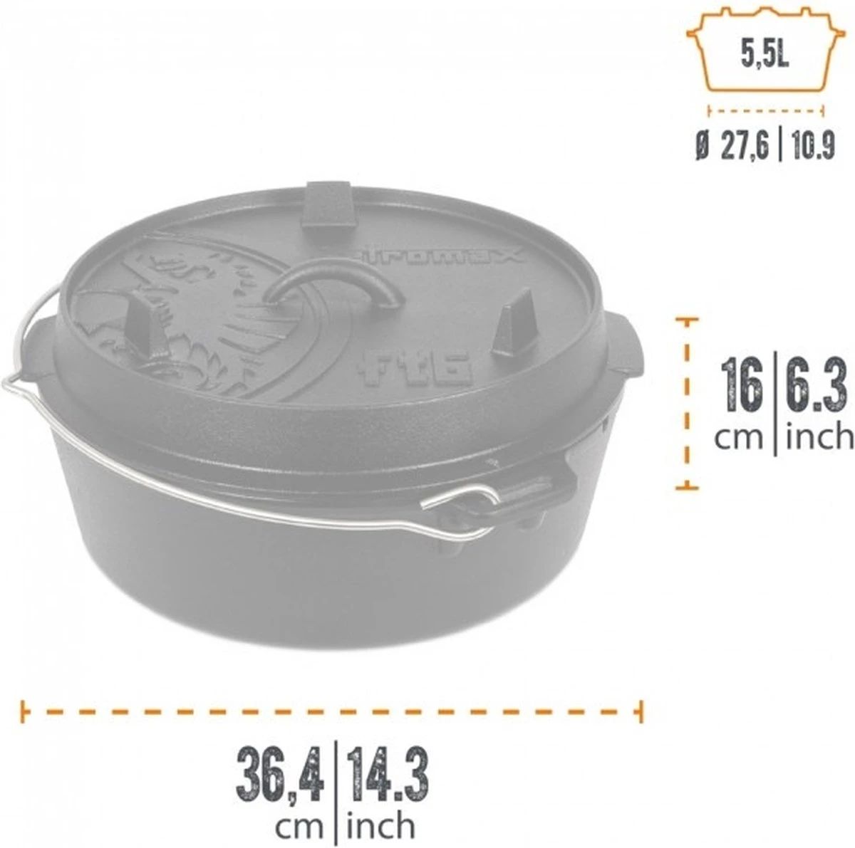 Petromax - Dutch Oven 5,5L/ft 6 - Zonder Pootjes 5 Petromax - Dutch Oven 5,5L/ft 6 - Zonder Pootjes - Afbeelding 3