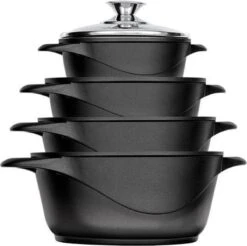 Smile 10 Delige Pannenset - Antiaanbaklaag - Vaatwasser Bestendig - Zwart -Eersteklas Kookgereiwinkel 1200x1195 3