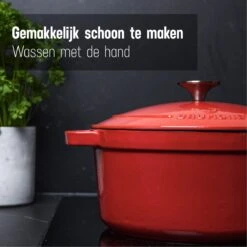 Daumonet Carême Rouge Gietijzeren Braadpan - Sudderpan Kersen Rood - Rond - Ø26 Cm - 4,4 Liter - PFAS & PFOA Vrij - Emaille - Geschikt Voor Alle Warmtebronnen - Elektrisch - Gas - Halogeen - Inductie - Keramisch - Vaatwasserbestendig 16 Daumonet Carême Rouge Gietijzeren Braadpan - Sudderpan Kersen Rood - Rond - Ø26 Cm - 4,4 Liter - PFAS & PFOA Vrij - Emaille - Geschikt Voor Alle Warmtebronnen - Elektrisch - Gas - Halogeen - Inductie - Keramisch - Vaatwasserbestendig -Eersteklas Kookgereiwinkel 1200x1200 1067