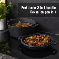 Daumonet Ducasse Gietijzeren Double Use Braadpan - Combi Sudderpan Zwart - 2-in-1 Bak- En Braadpan - PFAS & PFOA Vrij - Rond - Ø 26 Cm - 4,4 Liter - Emaille - Alle Warmtebronnen - Elektrisch - Gas - Halogeen - Inductie - Keramisch 14 Daumonet Ducasse Gietijzeren Double Use Braadpan - Combi Sudderpan Zwart - 2-in-1 Bak- En Braadpan - PFAS & PFOA Vrij - Rond - Ø 26 Cm - 4,4 Liter - Emaille - Alle Warmtebronnen - Elektrisch - Gas - Halogeen - Inductie - Keramisch -Eersteklas Kookgereiwinkel 1200x1200 1167
