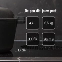 Daumonet Ducasse Gietijzeren Double Use Braadpan - Combi Sudderpan Zwart - 2-in-1 Bak- En Braadpan - PFAS & PFOA Vrij - Rond - Ø 26 Cm - 4,4 Liter - Emaille - Alle Warmtebronnen - Elektrisch - Gas - Halogeen - Inductie - Keramisch 18 Daumonet Ducasse Gietijzeren Double Use Braadpan - Combi Sudderpan Zwart - 2-in-1 Bak- En Braadpan - PFAS & PFOA Vrij - Rond - Ø 26 Cm - 4,4 Liter - Emaille - Alle Warmtebronnen - Elektrisch - Gas - Halogeen - Inductie - Keramisch -Eersteklas Kookgereiwinkel 1200x1200 1171