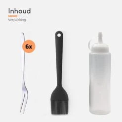 Ocina Poffertjespan Accessoires Set - Doseerfles - Poffertjes Spuitfles - 6x Poffertjes Vork - Kwast - Siliconen Kwast - Bakkwast - Gratis Poffertjes E-Book -Eersteklas Kookgereiwinkel 1200x1200 1235