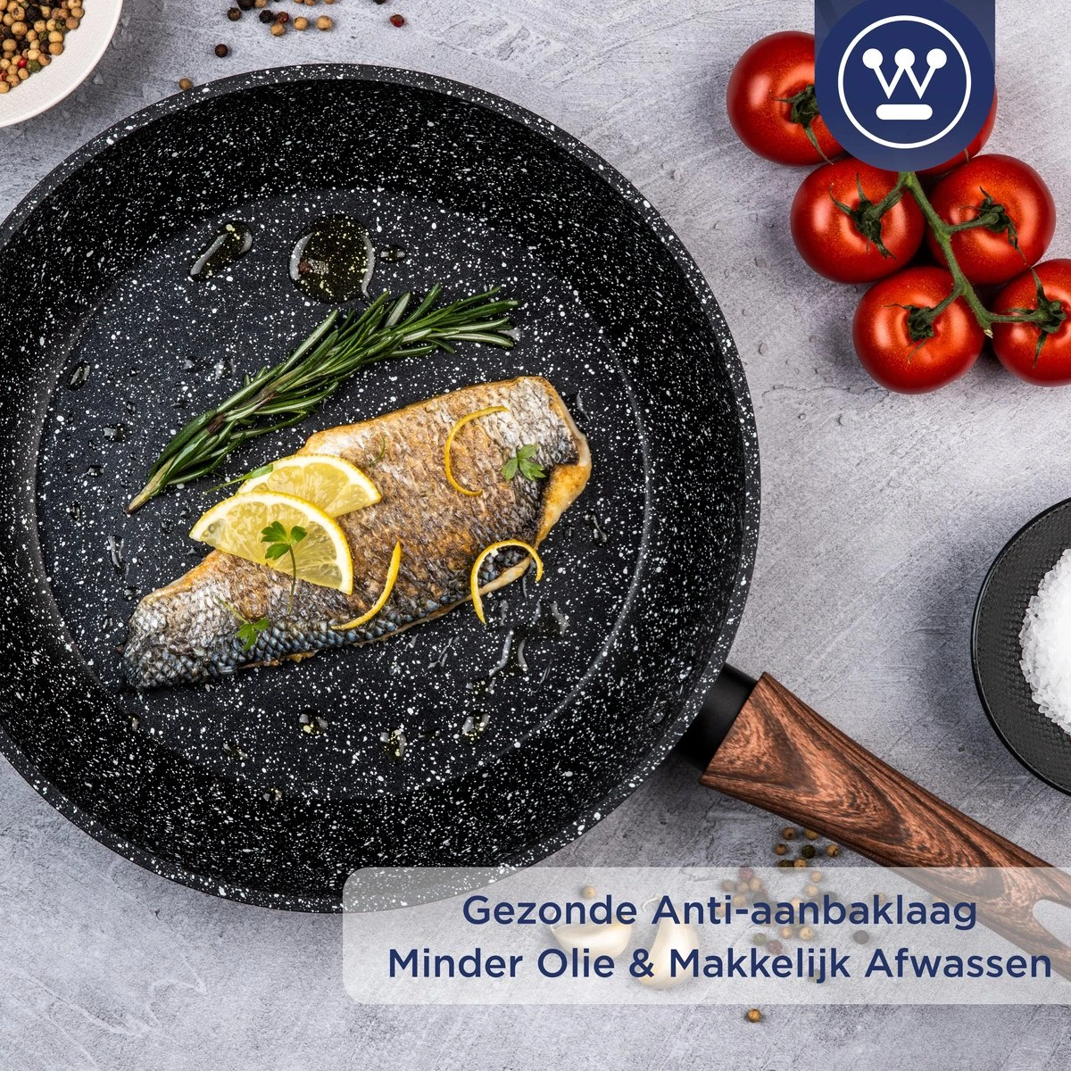 Westinghouse Koekenpan Inductie - Ø 20 Cm - Zwart Marmer - Speciale Editie 9 Westinghouse Koekenpan Inductie - Ø 20 Cm - Zwart Marmer - Speciale Editie - Afbeelding 7