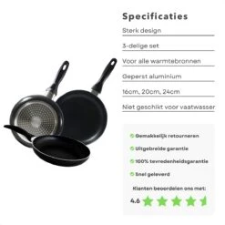 Cheqo® PRO 3-Delige Koekenpannenset - Koekenpan Set - Pannenset - Geperst Aluminium - Geschikt Voor Gas, Elektrisch, Keramisch, Halogeen Koken 13 Cheqo® PRO 3-Delige Koekenpannenset - Koekenpan Set - Pannenset - Geperst Aluminium - Geschikt Voor Gas, Elektrisch, Keramisch, Halogeen Koken -Eersteklas Kookgereiwinkel 1200x1200 589
