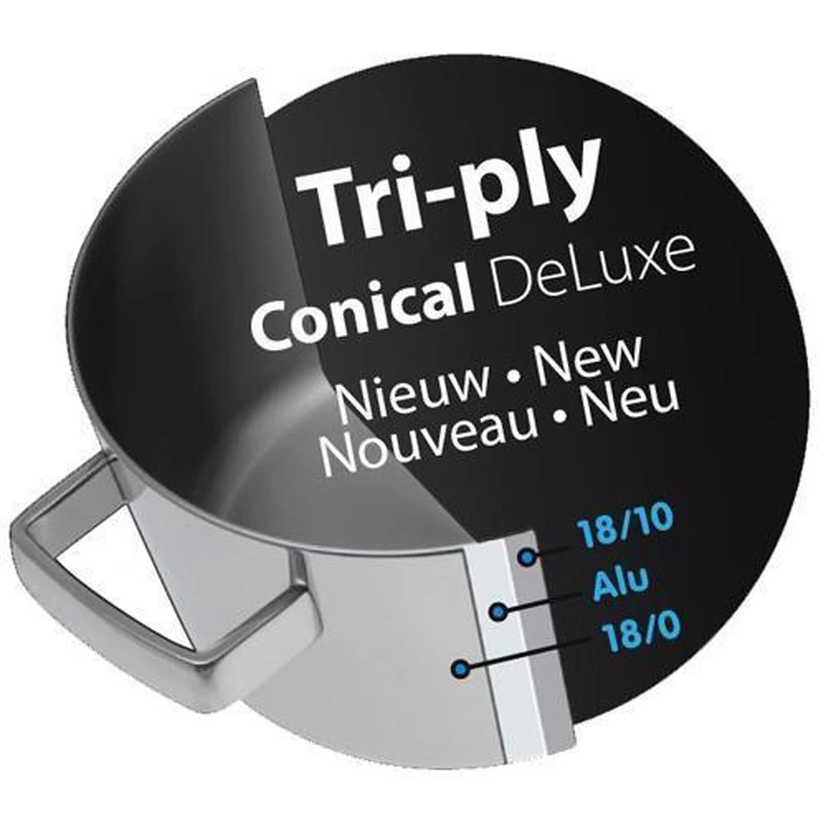 BK Conical Deluxe Kookpannenset - 5 Delig - RVS 4 BK Conical Deluxe Kookpannenset - 5 Delig - RVS - Afbeelding 2