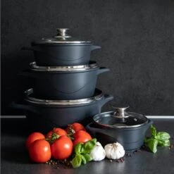 Smile 10 Delige Pannenset - Antiaanbaklaag - Vaatwasser Bestendig - Zwart -Eersteklas Kookgereiwinkel 1200x1200 932
