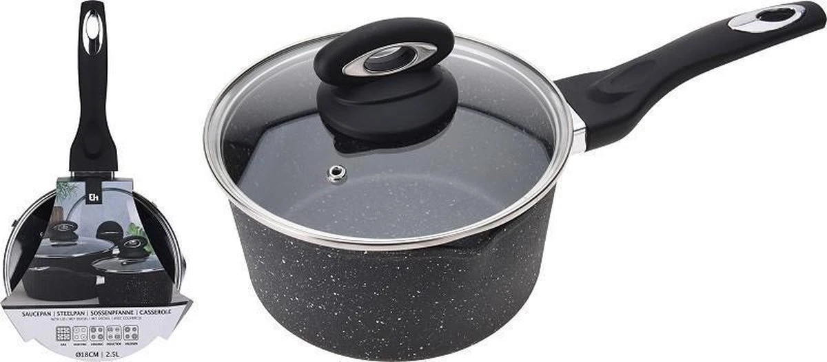 Excellent Houseware Steelpan Met Deksel | Ø 18 Cm | Geschikt Voor Inductie 4 Excellent Houseware Steelpan Met Deksel | Ø 18 Cm | Geschikt Voor Inductie - Afbeelding 2