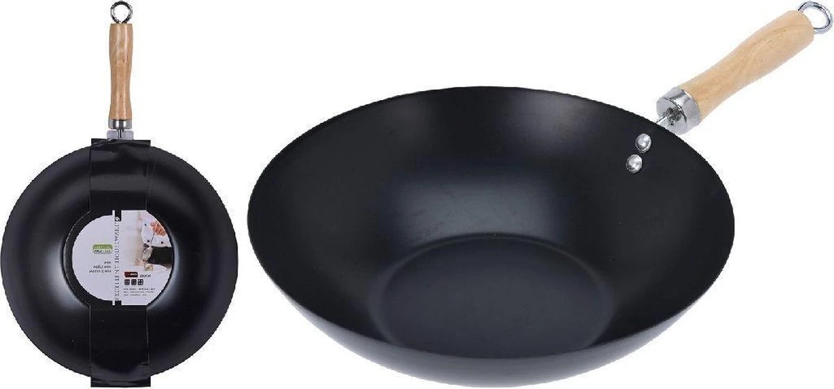 Excellent Houseware Wok Ø30cm Non Stick Zwart Houten Handvat 30 Cm - Pan - Koken - Eten - Keuken 5 Excellent Houseware Wok Ø30cm Non Stick Zwart Houten Handvat 30 Cm - Pan - Koken - Eten - Keuken - Afbeelding 3