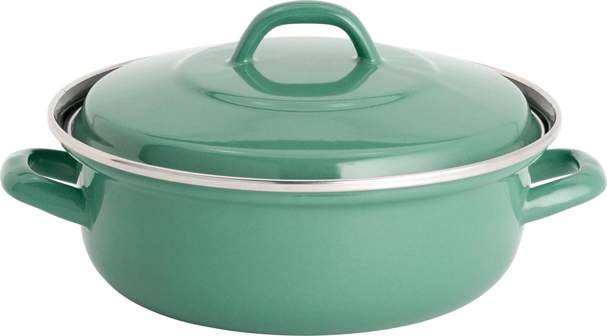 Lite-Body - Magnus Braadpan 24cm/2,5 L Met Deksel- Emaille- Olijf Groen - Inductie 3 Lite-Body - Magnus Braadpan 24cm/2,5 L Met Deksel- Emaille- Olijf Groen - Inductie