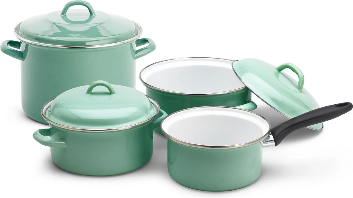 Lite-Body Magus Pannenset 4-delig - Emaille - Olijf Groen - Inductie 3 Lite-Body Magus Pannenset 4-delig - Emaille - Olijf Groen - Inductie