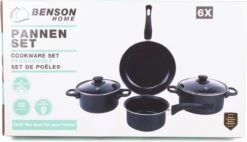Benson Pannenset 6 Delig - Carbon Staal 0,8 Mm Met Glazen Deksels 13 Benson Pannenset 6 Delig - Carbon Staal 0,8 Mm Met Glazen Deksels -Eersteklas Kookgereiwinkel 1200x691
