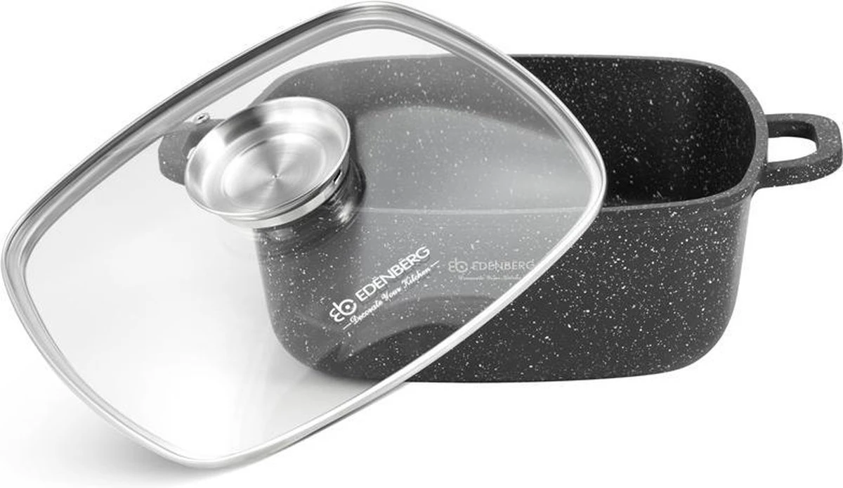 Edënbërg Stonetec Line - 8-delige Luxe Pannenset Van Gesmeed Aluminium - Zwart 5 Edënbërg Stonetec Line - 8-delige Luxe Pannenset Van Gesmeed Aluminium - Zwart - Afbeelding 3