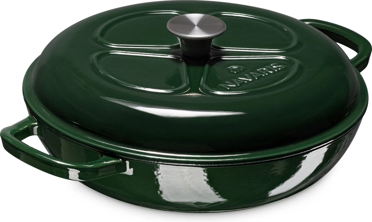 Navaris Gietijzeren Stoofpan Met Deksel- 3,5 Liter Gietijzeren Ovenschaal Van Email - Geschikt Voor Alle Warmtebronnen - Groen 7 Navaris Gietijzeren Stoofpan Met Deksel- 3,5 Liter Gietijzeren Ovenschaal Van Email - Geschikt Voor Alle Warmtebronnen - Groen - Afbeelding 5