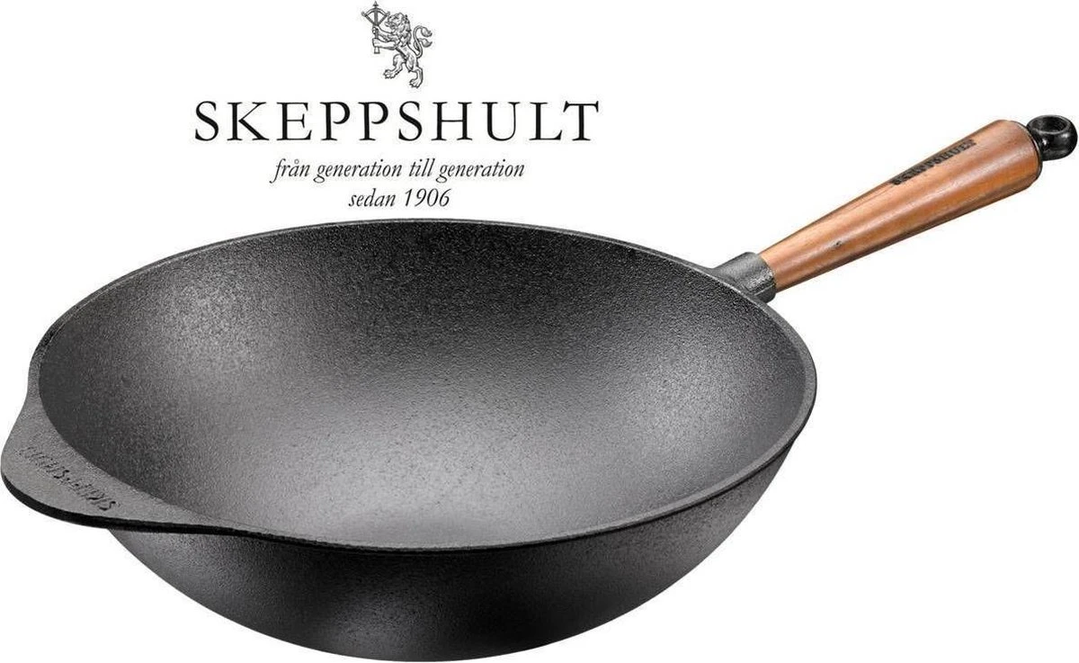 Skeppshult - Wokpan Walnoot Handgreep 32 Cm 3 Skeppshult - Wokpan Walnoot Handgreep 32 Cm