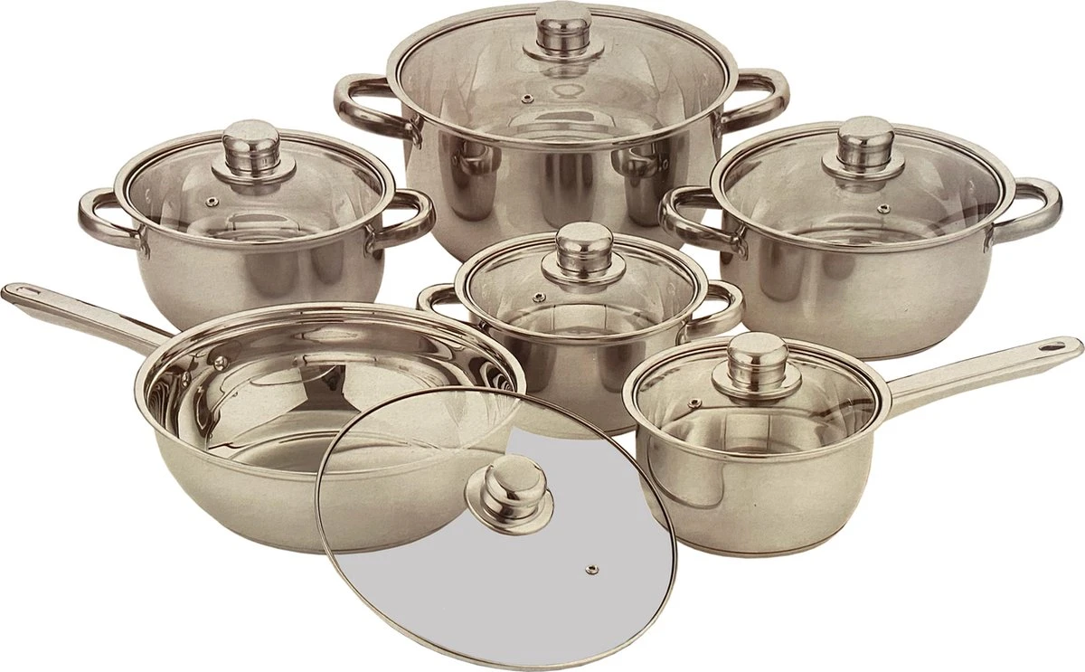 KooKKunst Holland RVS Pannenset 12 Delig Inductie - Inclusief Deksels - Ø 16, 16, 18, 20, 24 & 24 Cm 3 KooKKunst Holland RVS Pannenset 12 Delig Inductie - Inclusief Deksels - Ø 16, 16, 18, 20, 24 & 24 Cm