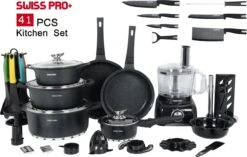 Swiss Pro+ - SWP41D22 - Pannenset 41 Delig - Foodprocessor - Messenblok 8 Delig - Kookgerei Set Met Houder 7 Delig - Starters Pakket - 2022 Serie - Limited Edition -uitzet 21 Swiss Pro+ - SWP41D22 - Pannenset 41 Delig - Foodprocessor - Messenblok 8 Delig - Kookgerei Set Met Houder 7 Delig - Starters Pakket - 2022 Serie - Limited Edition -uitzet -Eersteklas Kookgereiwinkel 1200x765 1