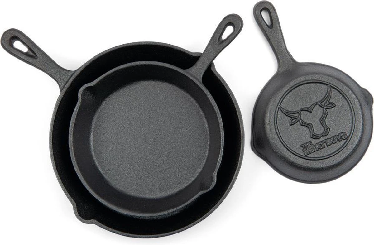 Gietijzeren Pannenset - Cast Iron Skillets - BBQ Skilletset 4 Gietijzeren Pannenset - Cast Iron Skillets - BBQ Skilletset - Afbeelding 3