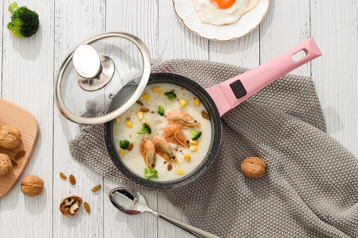 Swiss Pro+ | Set 14 Delige Pannenset | Inductie - Pannensets - Glazen Deksel - Met Afneembare Handgreep - Marmeren Interieur -PFAS-vrij | Pink 9 Swiss Pro+ | Set 14 Delige Pannenset | Inductie - Pannensets - Glazen Deksel - Met Afneembare Handgreep - Marmeren Interieur -PFAS-vrij | Pink - Afbeelding 7