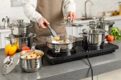 Swiss Pro + Pannenset - 12 Delig - RVS - Roestvrijstalen Kookgerei 18/10 -Eersteklas Kookgereiwinkel 1200x799 2