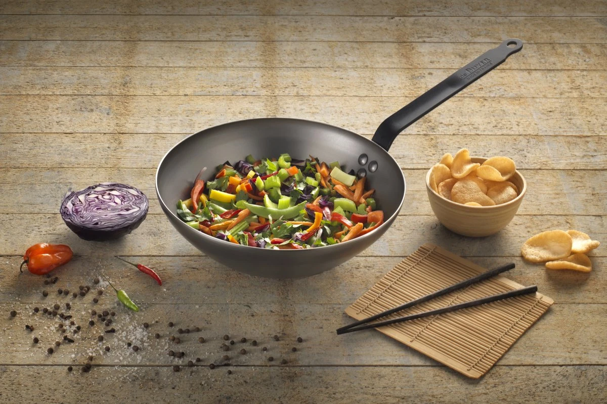 DeBuyer Mineral B Black Wok - 28cm - Staal 6 DeBuyer Mineral B Black Wok - 28cm - Staal - Afbeelding 4
