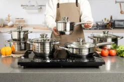 Swiss Pro + Pannenset - 12 Delig - RVS - Roestvrijstalen Kookgerei 18/10 -Eersteklas Kookgereiwinkel 1200x799 4