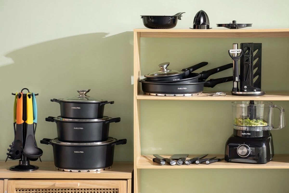 Swiss Pro+ - SWP41D22 - Pannenset 41 Delig - Foodprocessor - Messenblok 8 Delig - Kookgerei Set Met Houder 7 Delig - Starters Pakket - 2022 Serie - Limited Edition -uitzet 7 Swiss Pro+ - SWP41D22 - Pannenset 41 Delig - Foodprocessor - Messenblok 8 Delig - Kookgerei Set Met Houder 7 Delig - Starters Pakket - 2022 Serie - Limited Edition -uitzet - Afbeelding 5