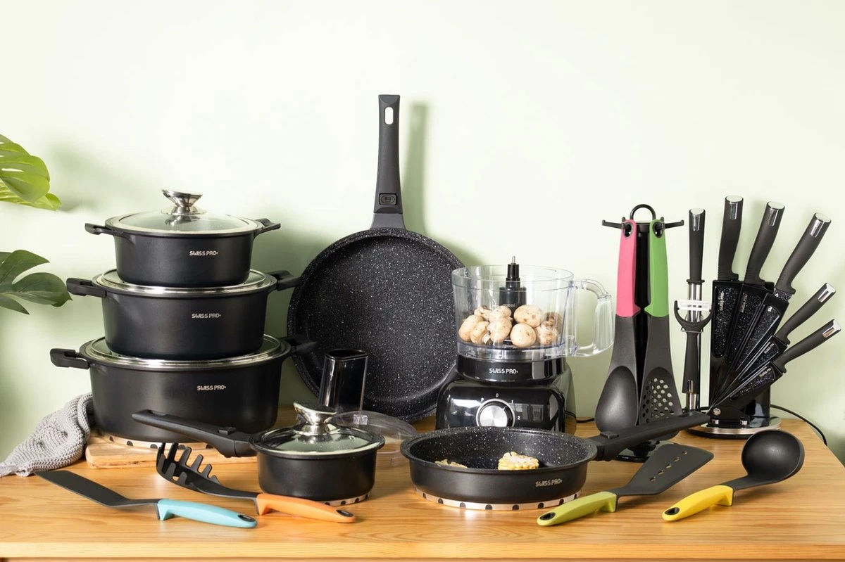Swiss Pro+ - SWP41D22 - Pannenset 41 Delig - Foodprocessor - Messenblok 8 Delig - Kookgerei Set Met Houder 7 Delig - Starters Pakket - 2022 Serie - Limited Edition -uitzet 12 Swiss Pro+ - SWP41D22 - Pannenset 41 Delig - Foodprocessor - Messenblok 8 Delig - Kookgerei Set Met Houder 7 Delig - Starters Pakket - 2022 Serie - Limited Edition -uitzet - Afbeelding 10