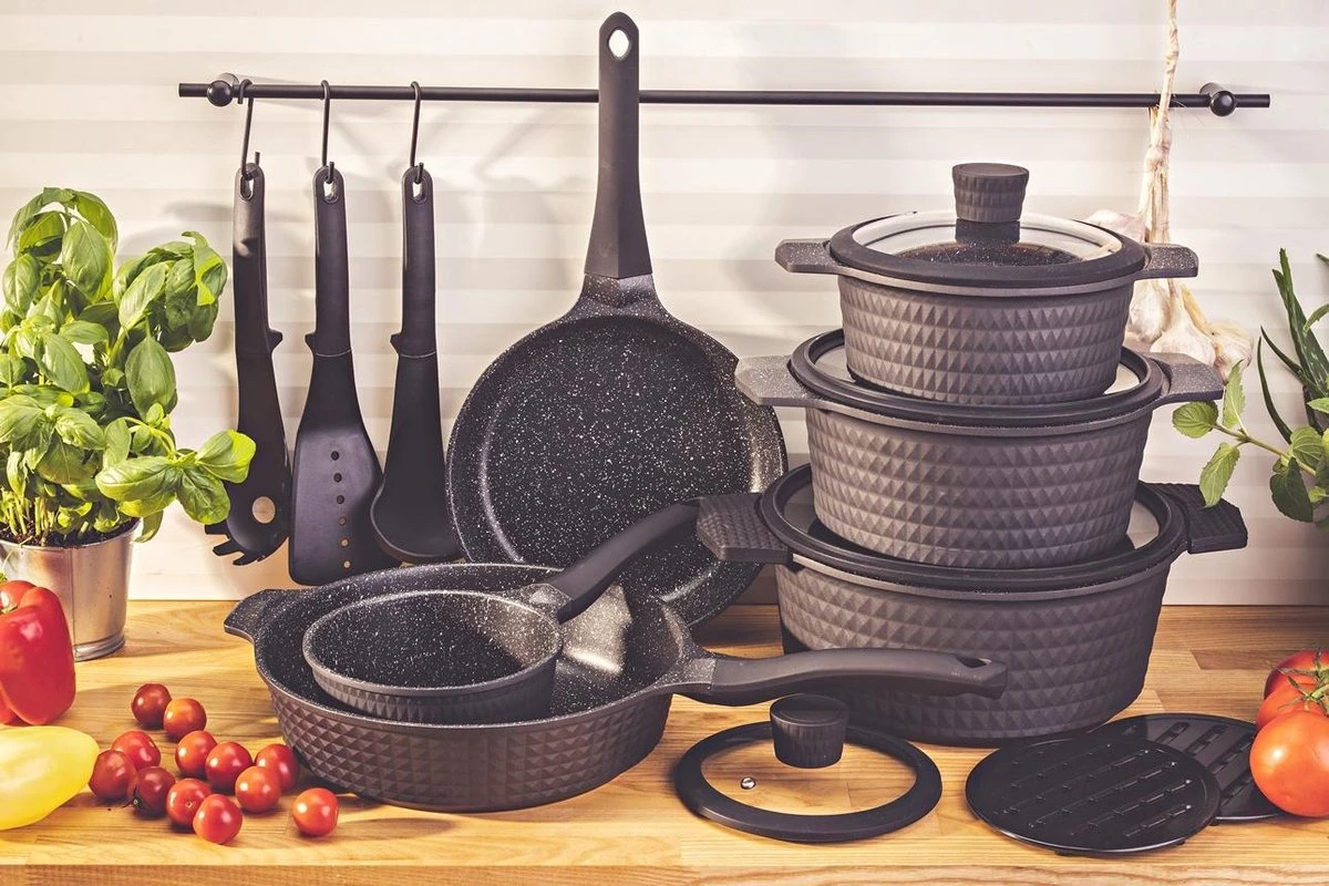 Edënbërg Gray Line - 15-delige Luxe Pannenset Van Gesmeed Aluminium 10 Edënbërg Gray Line - 15-delige Luxe Pannenset Van Gesmeed Aluminium - Afbeelding 8