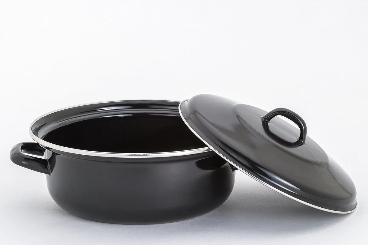 Lite-Body - Emaille - Magnus Braadpan 28cm/3,5l Met Deksel - Inductie - Zwart 4 Lite-Body - Emaille - Magnus Braadpan 28cm/3,5l Met Deksel - Inductie - Zwart - Afbeelding 2