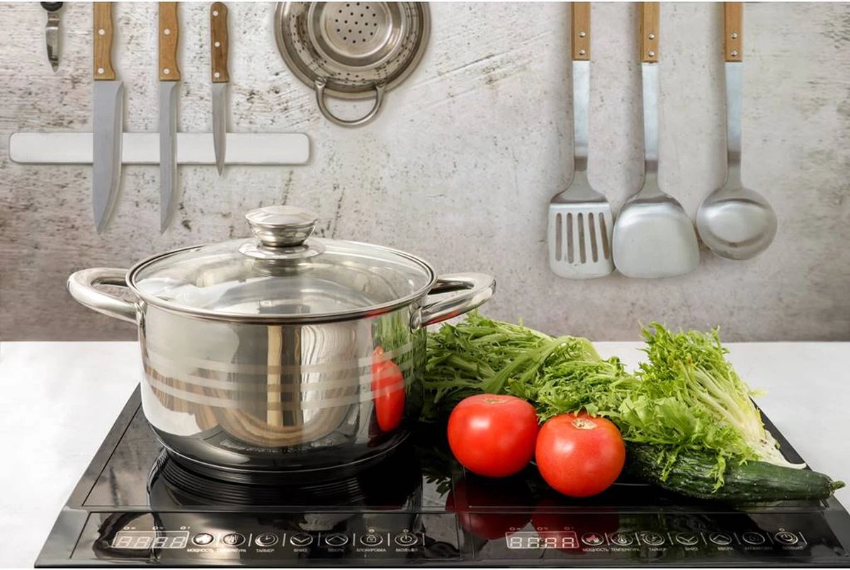 Swiss - Pannenset Inductie 12-delig - Glazen Deksel - RVS Pan / Steelpan / Koekenpan - PFAS-vrij 4 Swiss - Pannenset Inductie 12-delig - Glazen Deksel - RVS Pan / Steelpan / Koekenpan - PFAS-vrij - Afbeelding 2